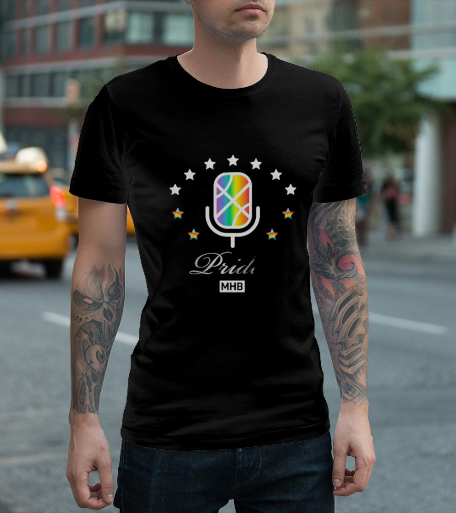 MHB Pride Pod ’24 Rainbow Microphone Stars LGBT T-Shirt