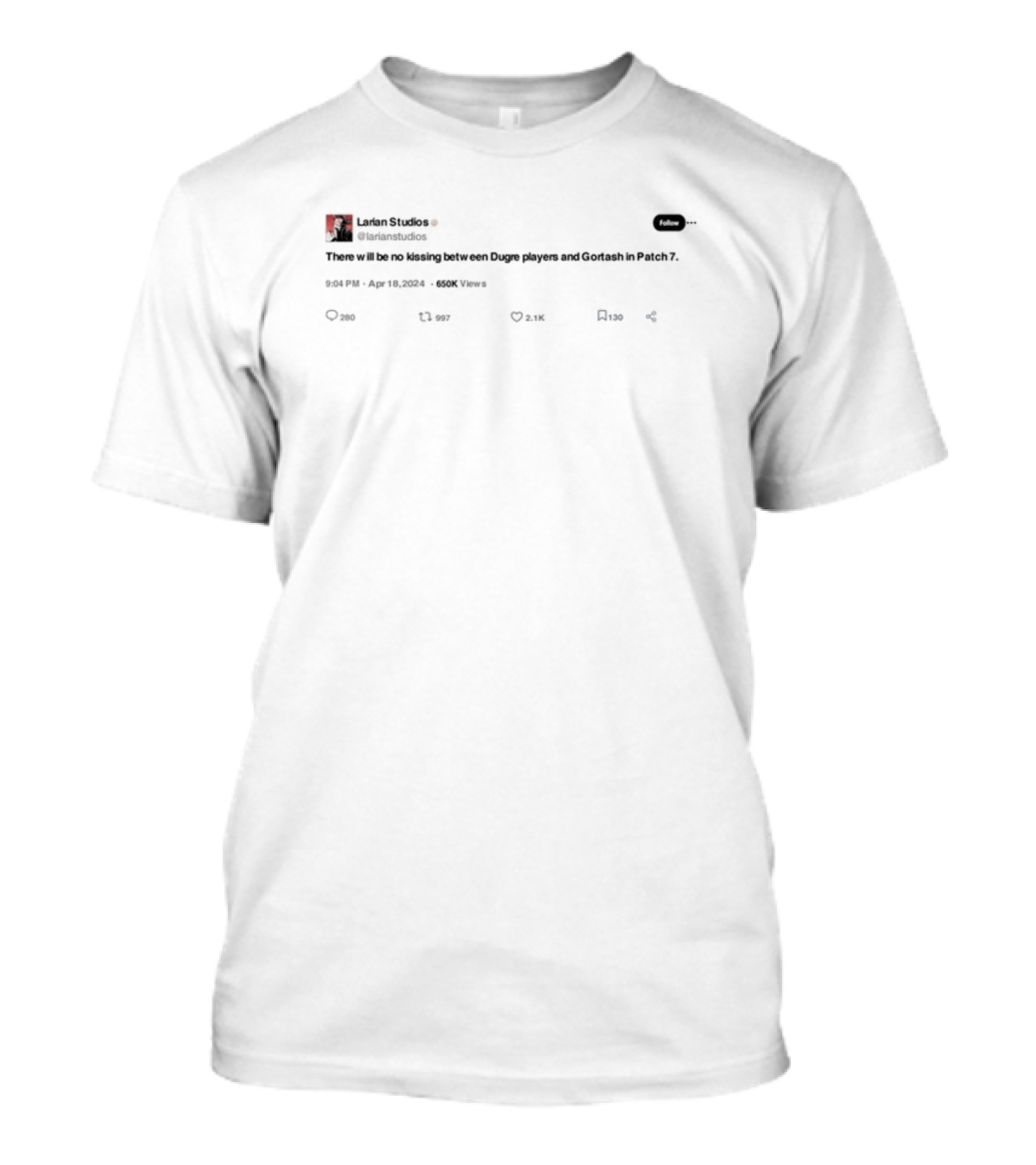 Larian Studios No Kissing Between Duergar Players And Gortash Patch 7 T-Shirt