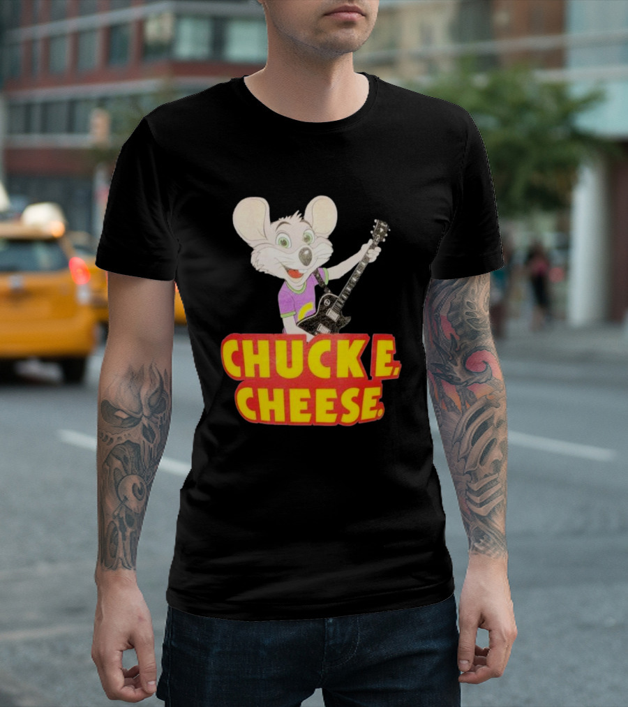 Chuck E Cheese Logo Rat With Guitar T-Shirt