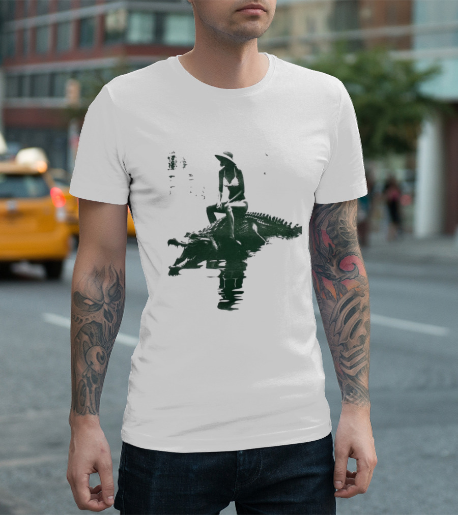 El Cocodrilo Girl In Swimwear Riding Crocodile Iconic Adventure T-Shirt