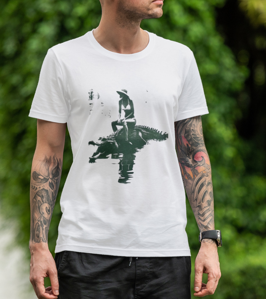 El Cocodrilo Girl In Swimwear Riding Crocodile Iconic Adventure T-Shirt
