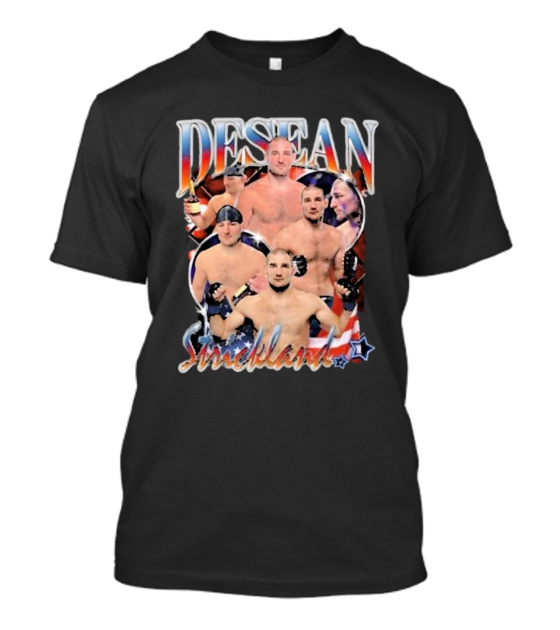 Desean Strickland Patriotic MMA Fighter Collage T-Shirt