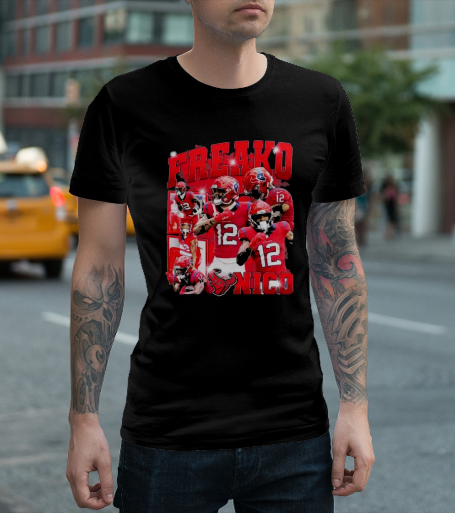 Houston Freako Nico 12 Football Player Collage T-Shirt