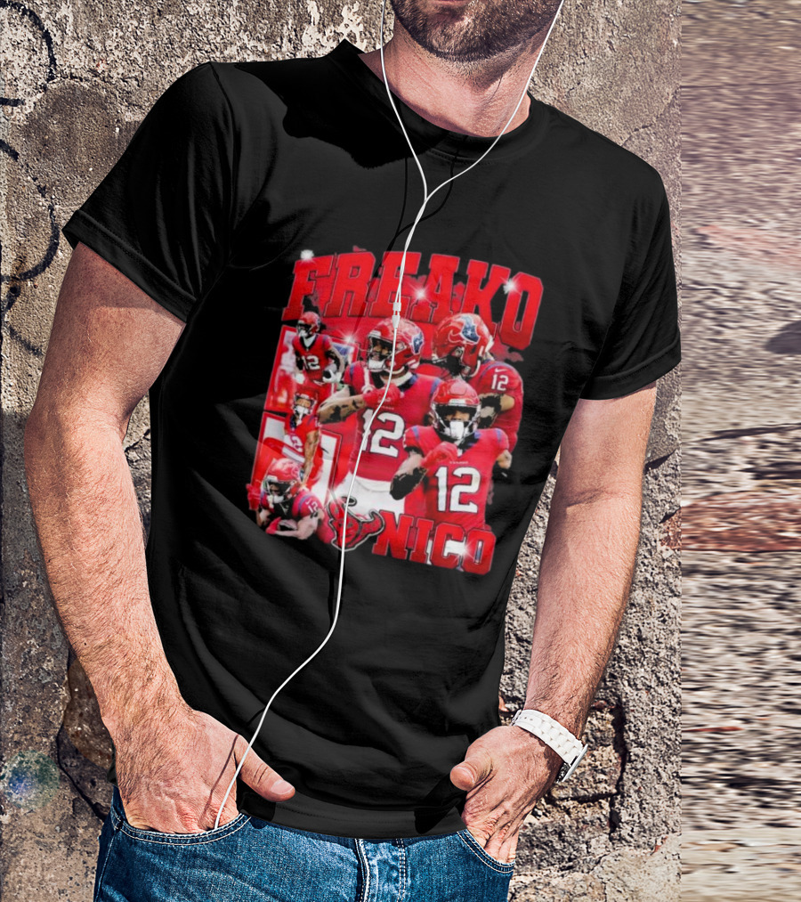 Houston Freako Nico 12 Football Player Collage T-Shirt
