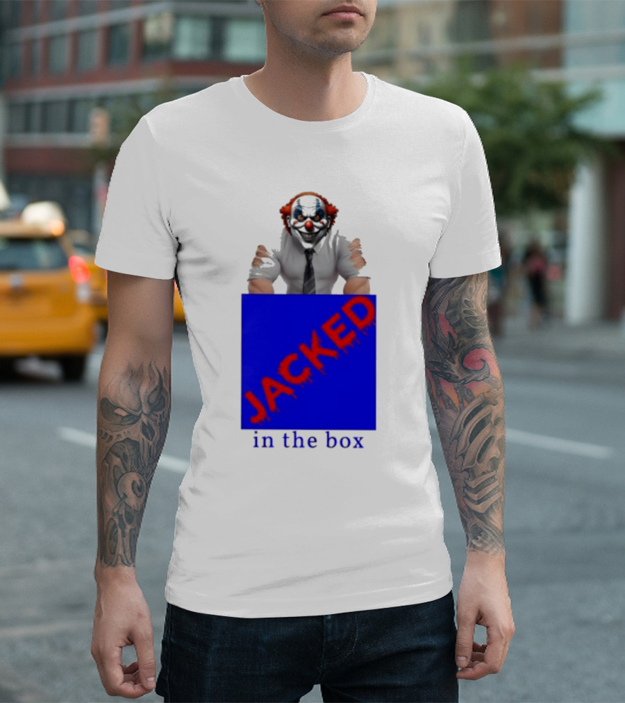 JACKED In The Box Clown Concept With Red-Blue Contrast T-Shirt