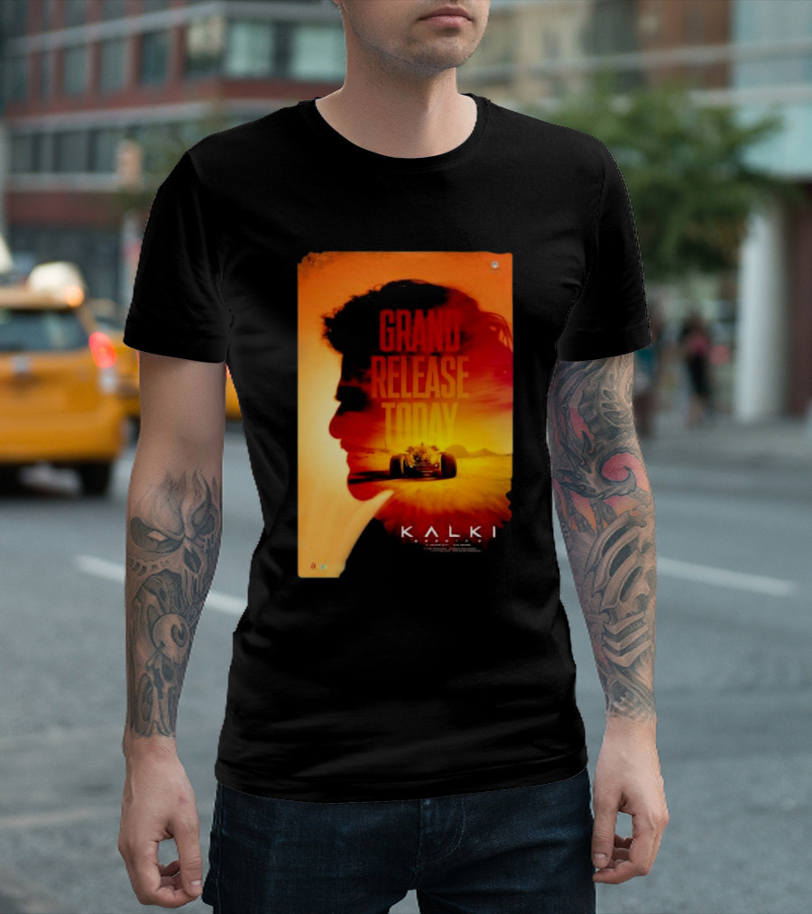 Grand Release Today Kalki Silhouette And Racing Car T-Shirt