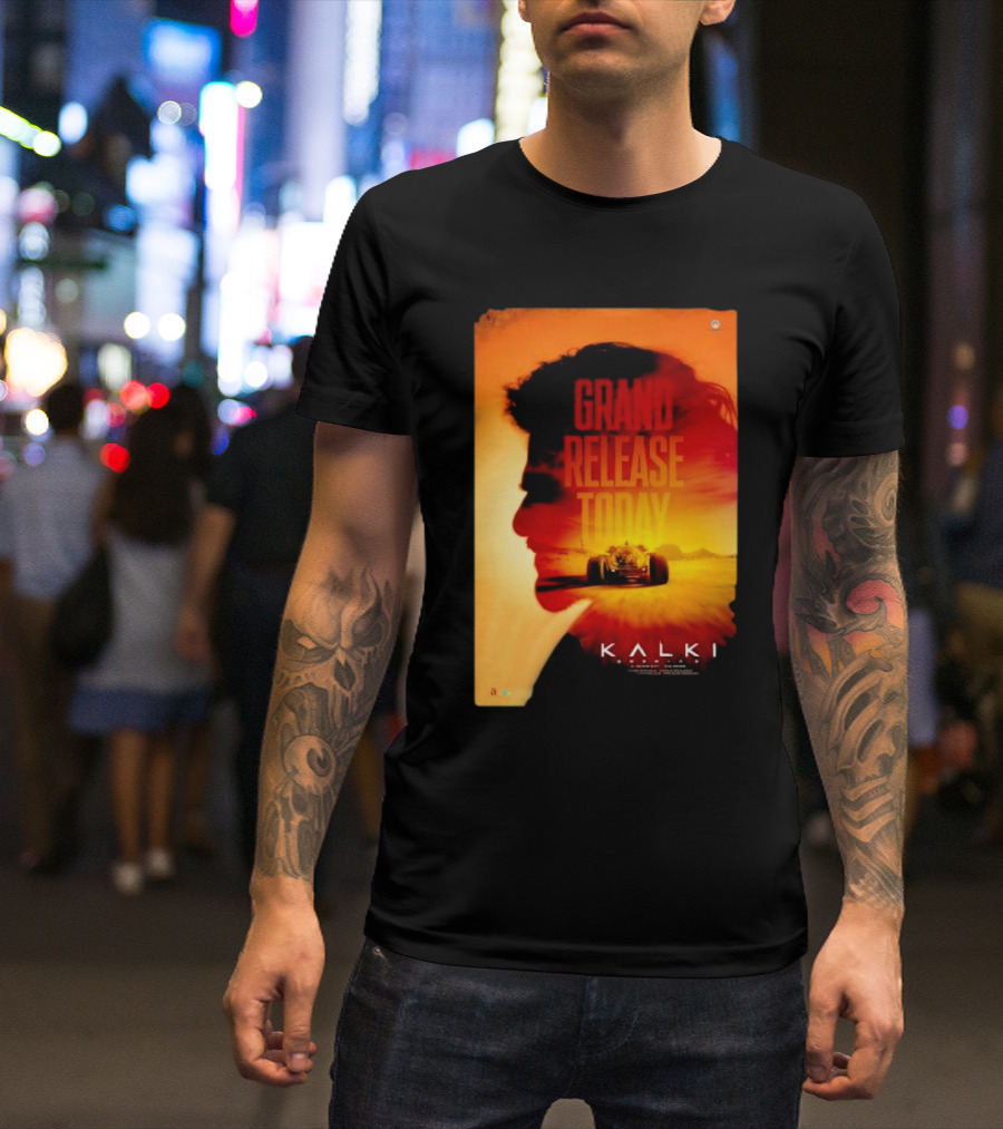 Grand Release Today Kalki Silhouette And Racing Car T-Shirt