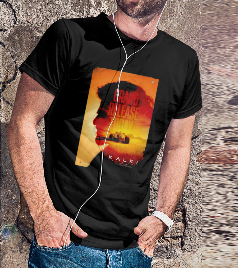 Grand Release Today Kalki Silhouette And Racing Car T-Shirt