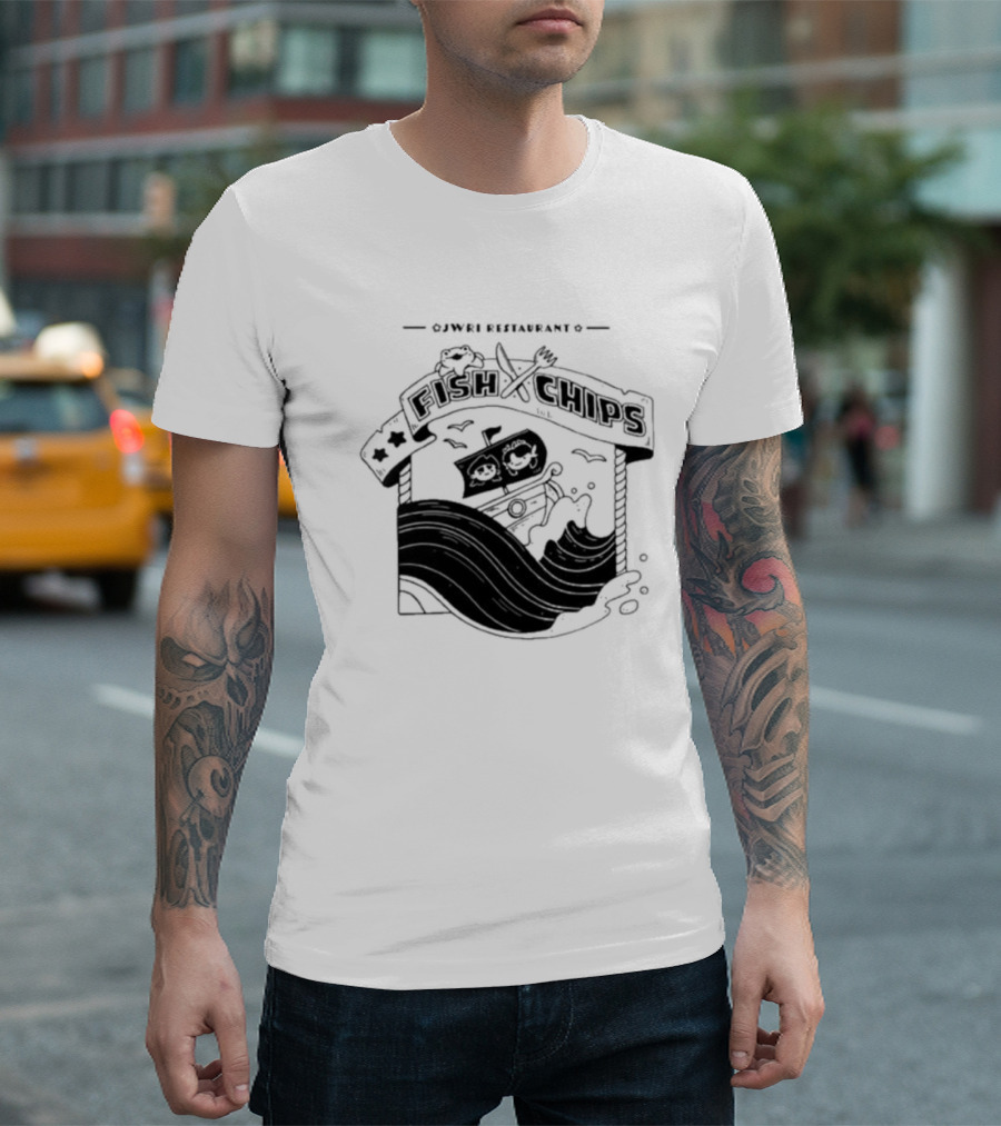 Jwri Restaurant Fish Chips Boat Adventure Waves T-Shirt