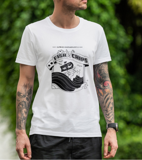Jwri Restaurant Fish Chips Boat Adventure Waves T-Shirt