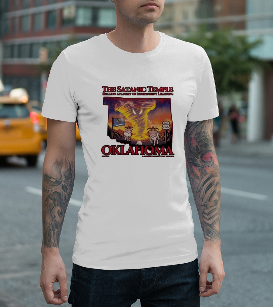 The Satanic Temple Campaign Oklahoma Route 666 Tornado Goats T-Shirt