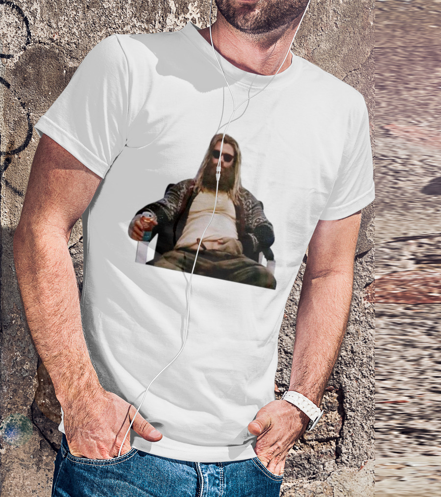 Marvel Avengers Endgame Fat Thor Sitting Relaxed With Drink T-Shirt