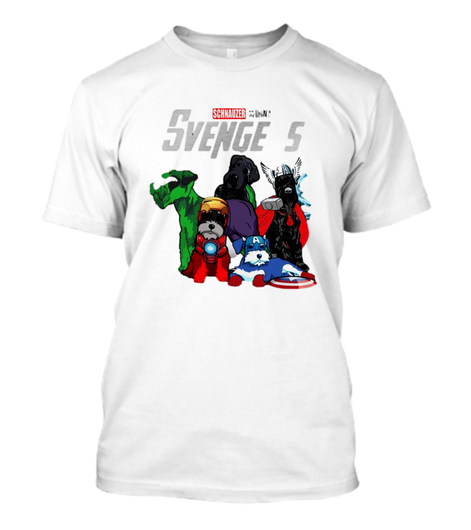 Marvel Avengers Schnauzer Svengers Dogs Superheroes T-Shirt