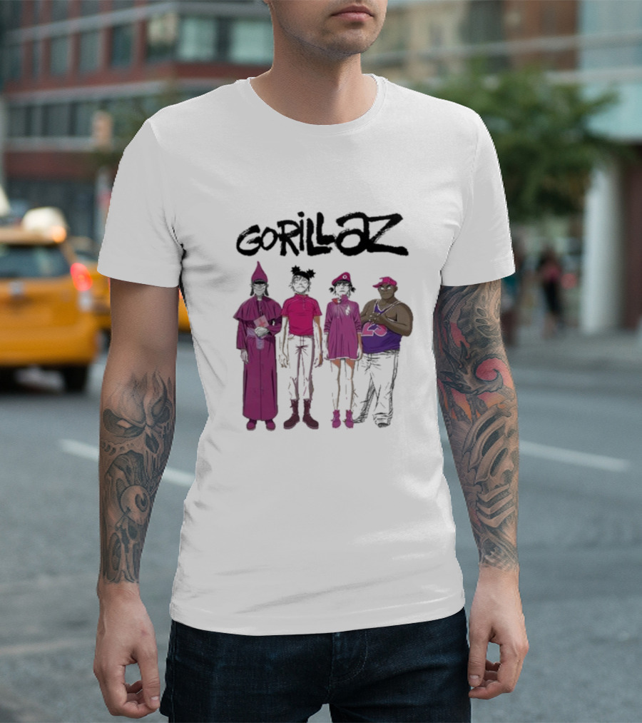 Gorillaz Cracker Island Group Art Standing Characters T-Shirt