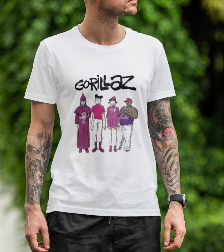 Gorillaz Cracker Island Group Art Standing Characters T-Shirt