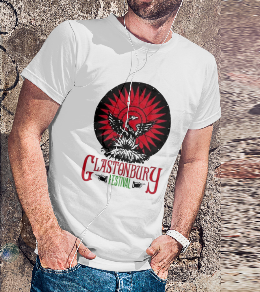 Glastonbury Festival 2024 Phoenix Red Sunburst T-Shirt