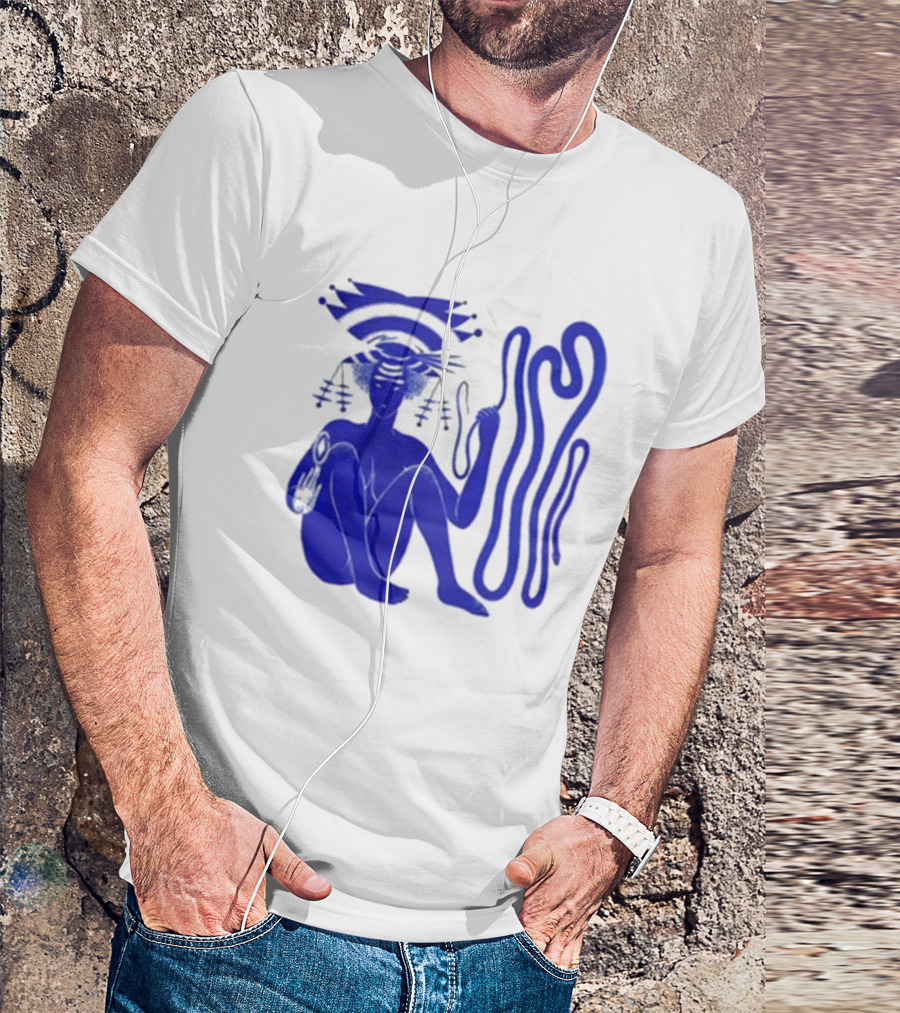 Hiatus Kaiyote Love Heart Cheat Code Abstract Blue Figure With Spiral Elements T-Shirt