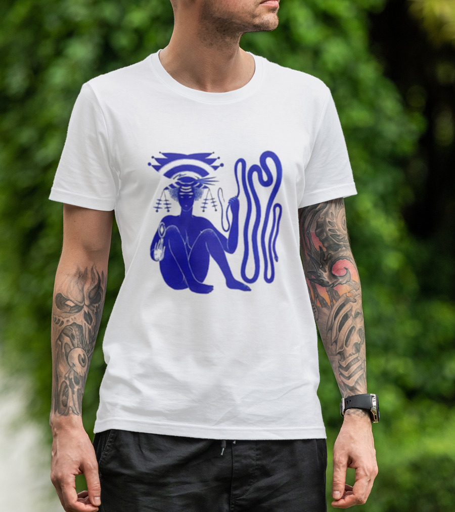 Hiatus Kaiyote Love Heart Cheat Code Abstract Blue Figure With Spiral Elements T-Shirt