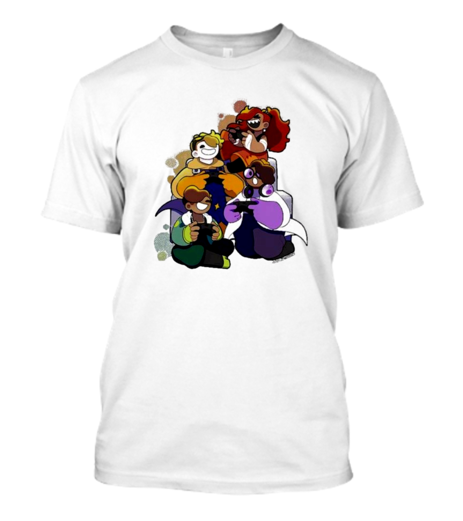 Bish Bash Bots Colorful Cartoon Characters Gaming Together T-Shirt