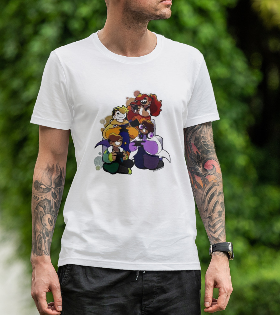 Bish Bash Bots Colorful Cartoon Characters Gaming Together T-Shirt
