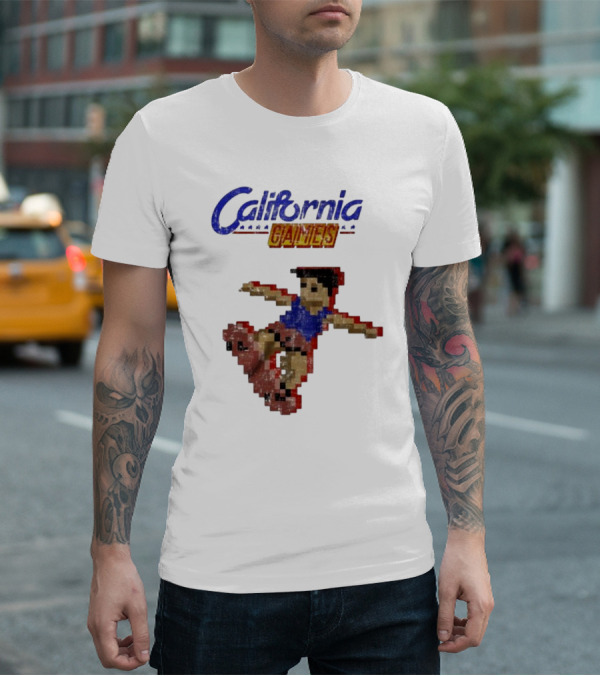 California Games Pixelated Skateboarding Retro Gaming T-Shirt