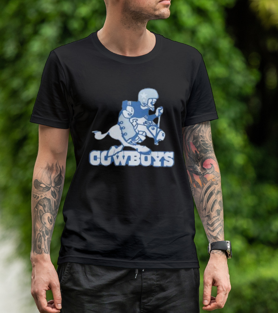 Dallas Cowboys Vintage Cowboy Riding Football Horse Logo 1966 T-Shirt