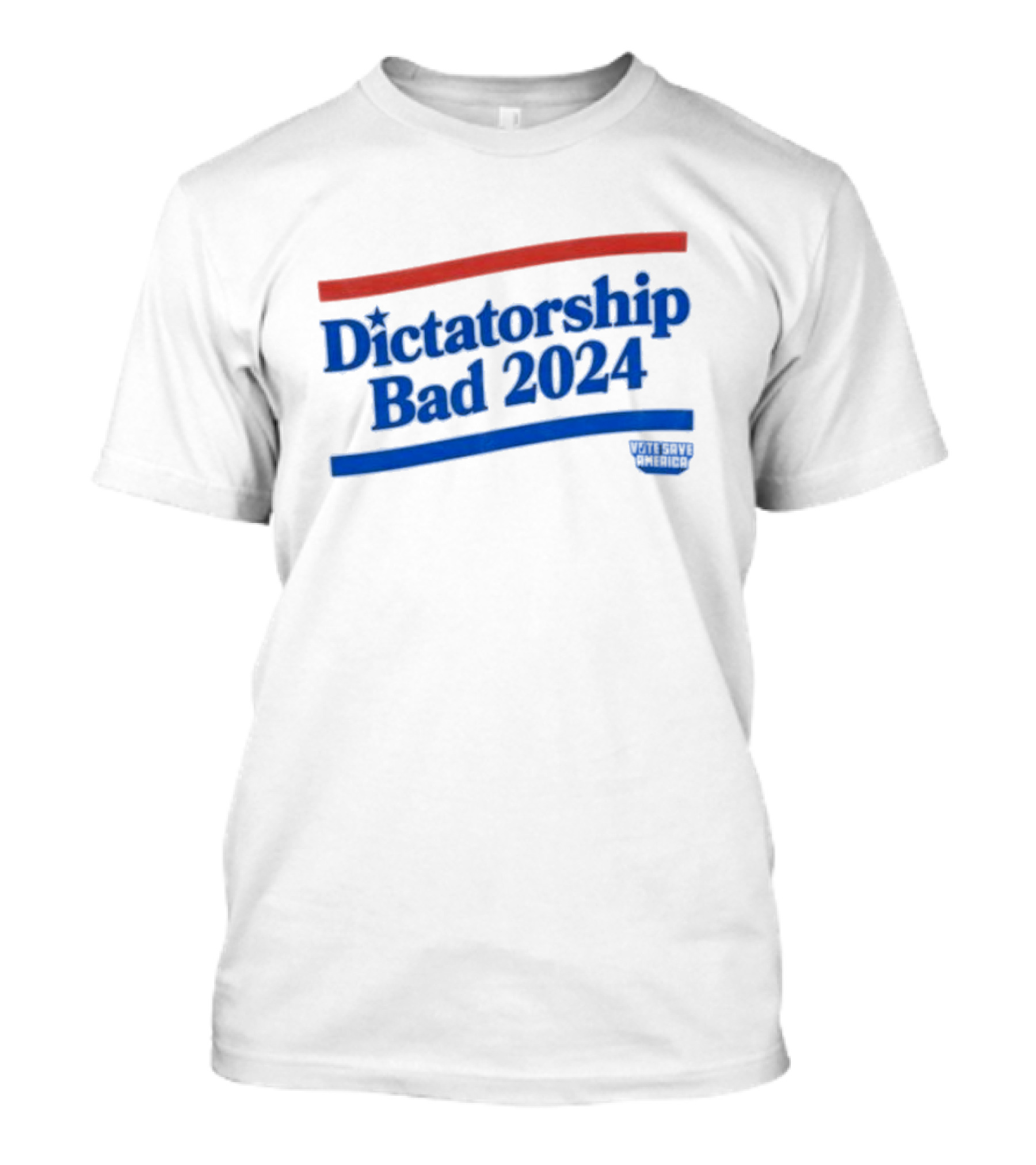 Dictatorship Bad 2024 Wavy Red Blue Lines T-Shirt