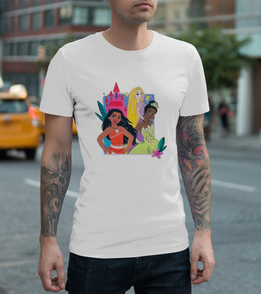 Disney Princess 2024 Moana Rapunzel Tiana T-Shirt