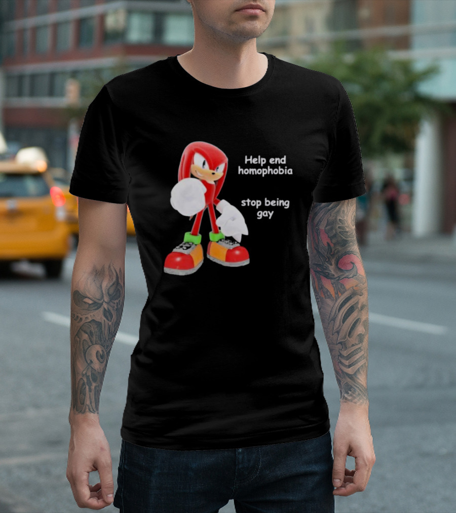 Help End Homophobia Stop Being Gay Knuckles Sonic T-Shirt