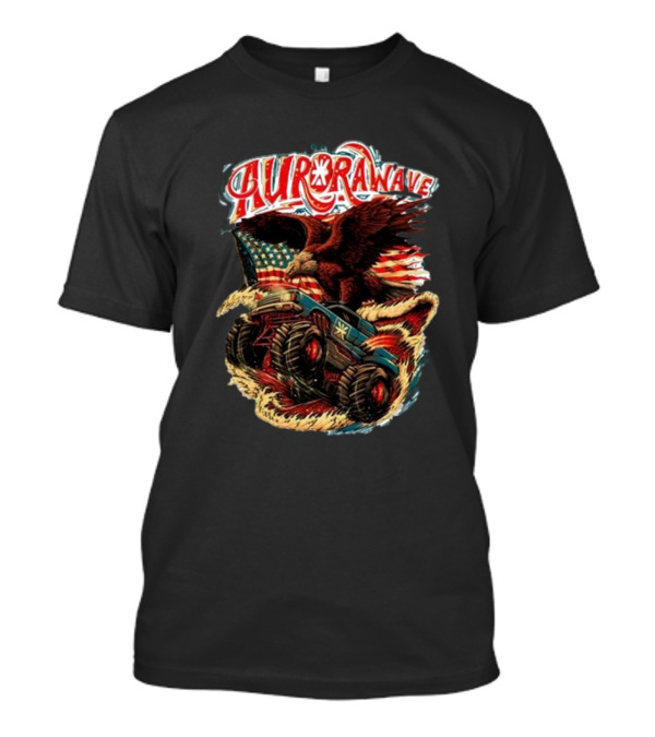 Aurorawave America F Yeah Eagle Monster Truck Vintage USA Flag T-Shirt
