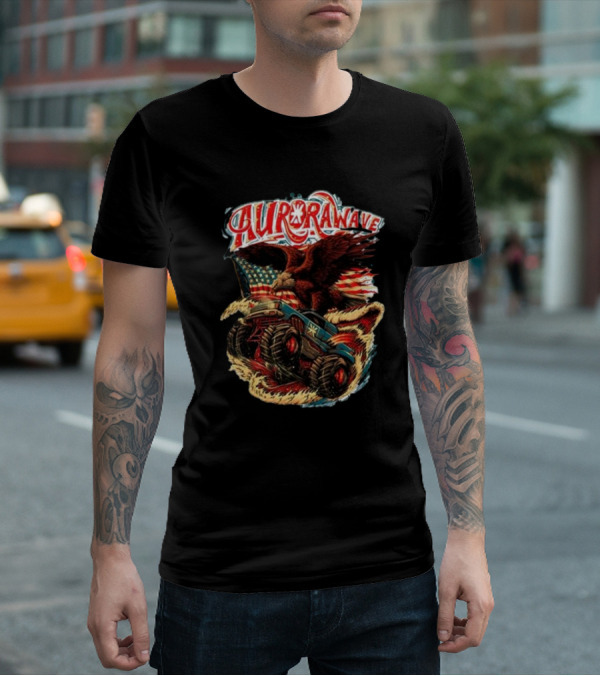 Aurorawave America F Yeah Eagle Monster Truck Vintage USA Flag T-Shirt