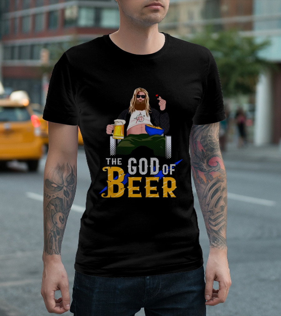 The God of Beer Fat Thor with Sunglasses and Beer Mug T-Shirt