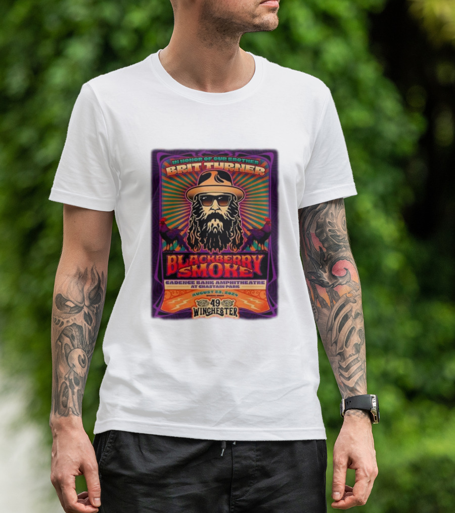 Brit Turner Honor Blackberry Smoke Cadence Bank Amphitheatre Chastain Park August 23 2024 49 Winchester T-Shirt