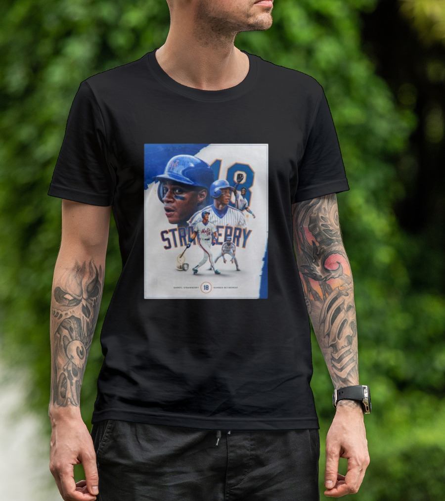 Darryl Strawberry Mets 18 Number Retirement Celebration With Iconic Baseball T-Shirt