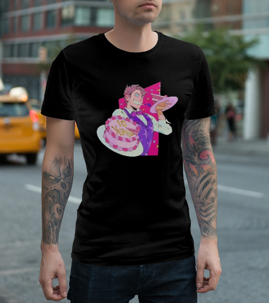 Dawko’s 10 Year Anniversary Celebration with Cake and Festive Character T-Shirt
