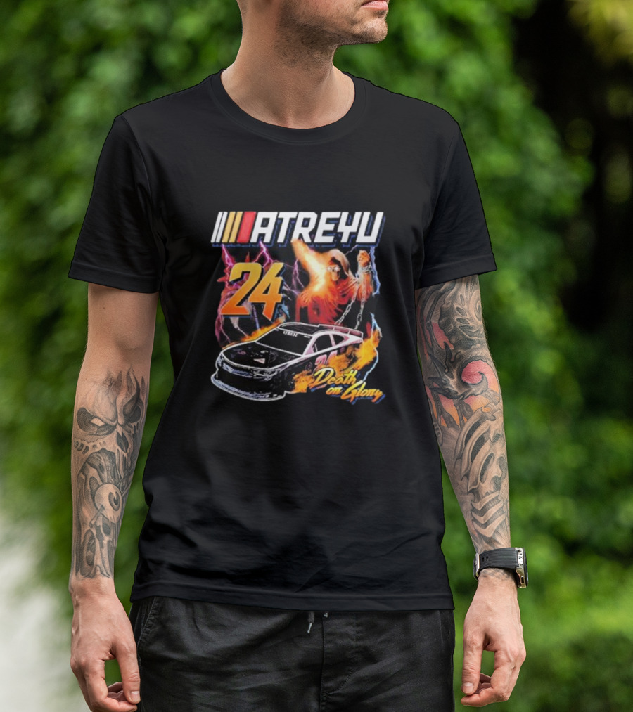 ATREYU 24 Death Or Glory Racing Theme With Flaming Car And Lightning Chains T-Shirt