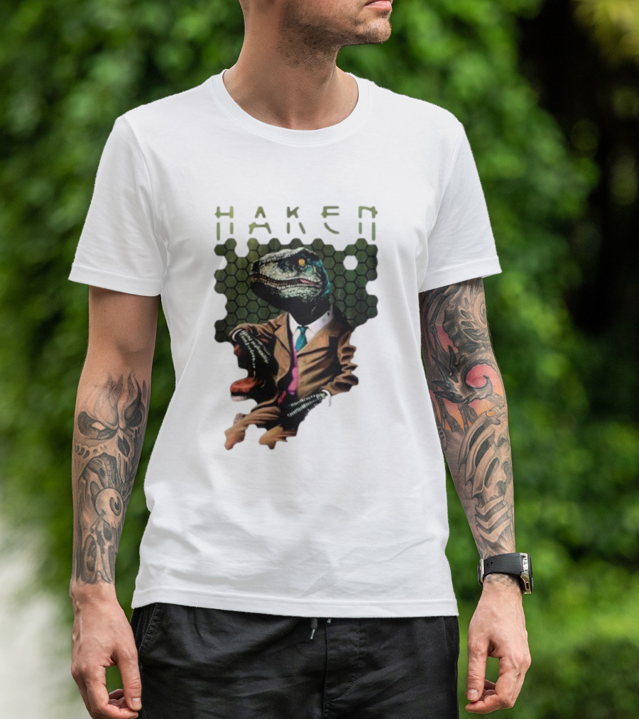 Haken Raptor Sophisticated Dinosaur In Suit T-Shirt