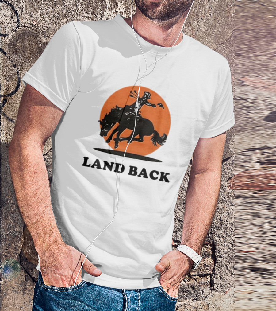 Krime Land Back Cowboy Silhouette With Orange Circle T-Shirt