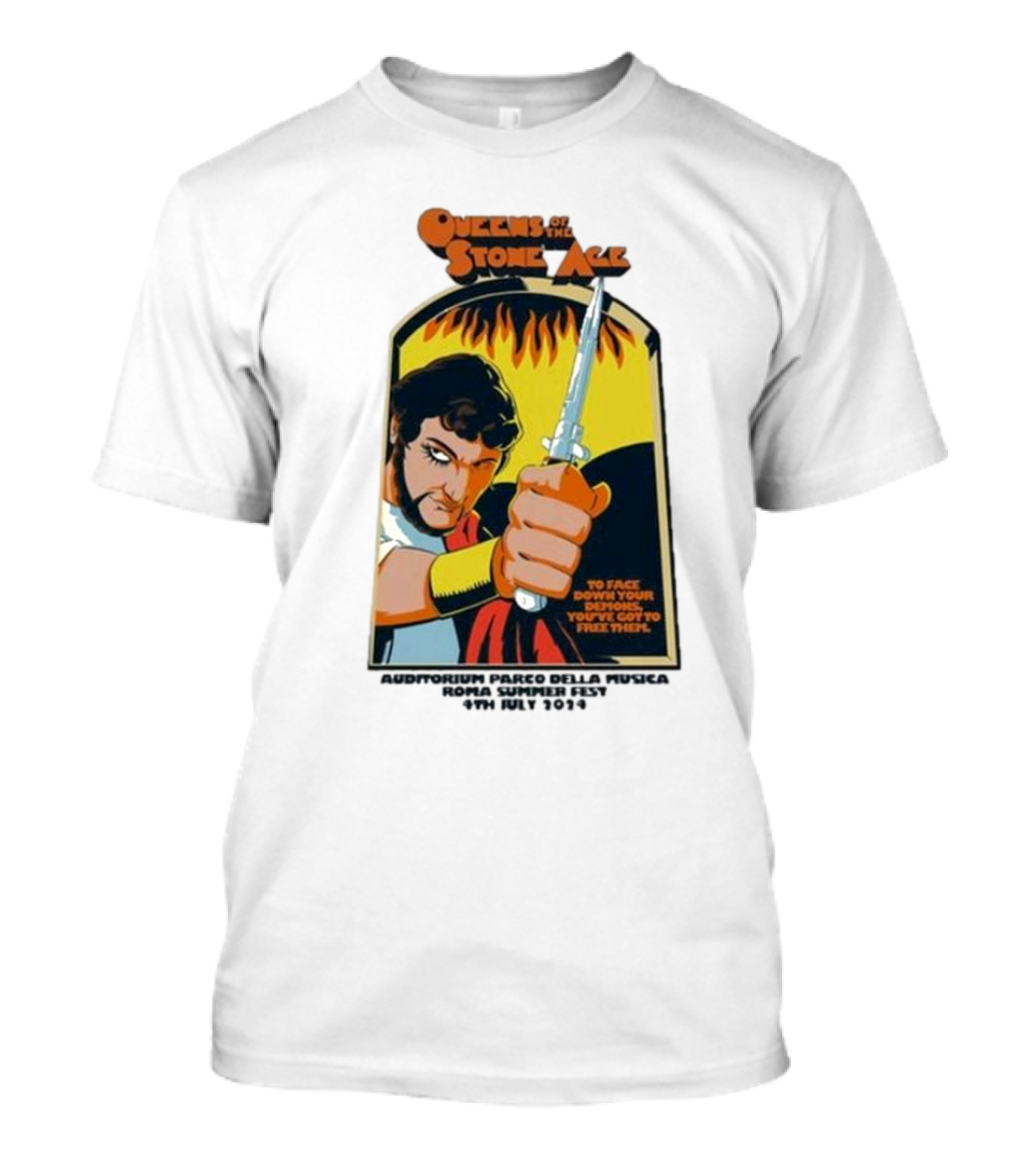 Queens Of The Stone Age Summer Festival 2024 Rome Auditorium Parco Della Musica Vintage Comic T-Shirt