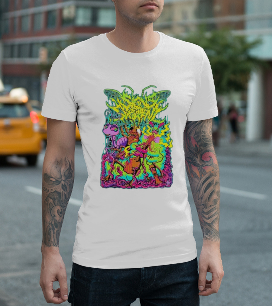 Signs Of The Swarm A Swarm’s Life Neon Psychedelic Insect Adventure T-Shirt