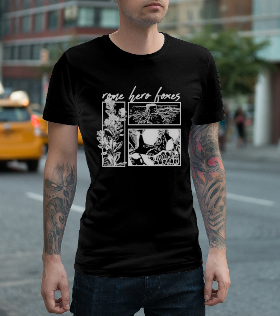 Rome Hero Foxes Floral and Skull Roots T-Shirt