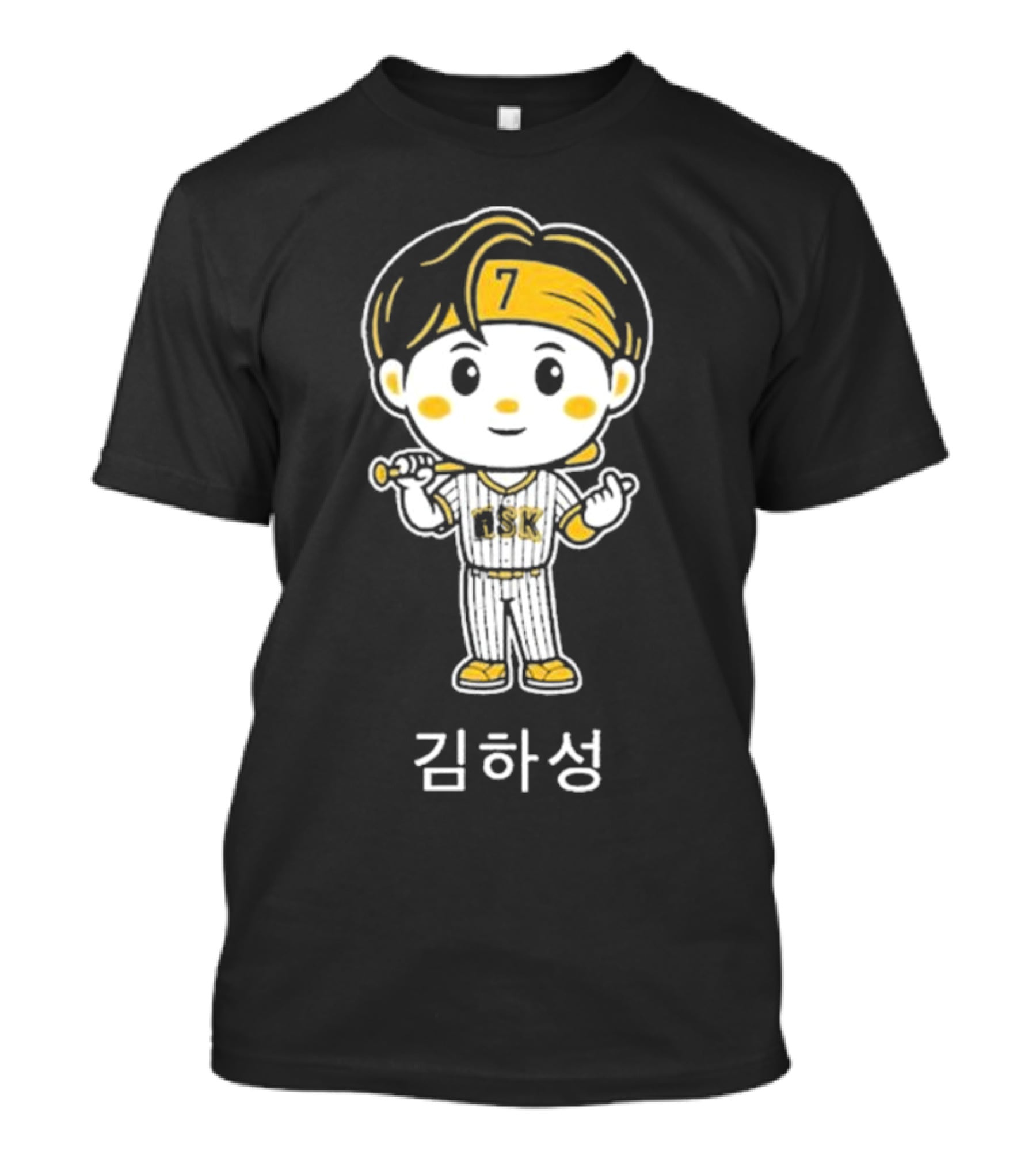 Rotowear Kim Ha-seong Cartoon Baseball Character 7 KBO Player T-Shirt