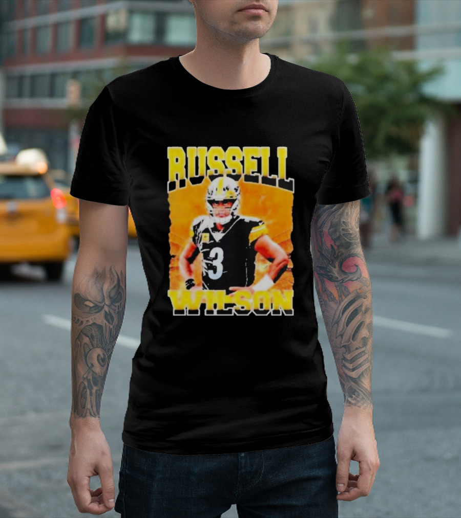 Russell Wilson Vintage Steelers Colors T-Shirt