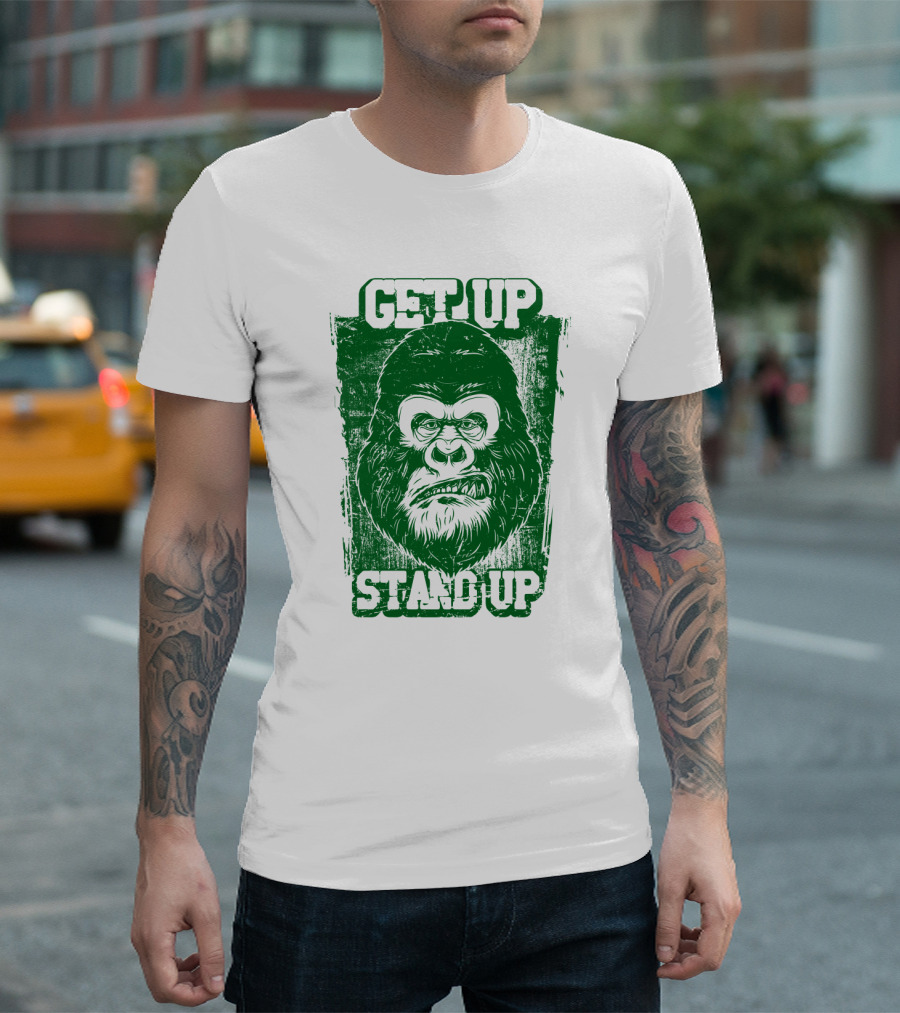 GET UP STAND UP Gorilla Face T-Shirt