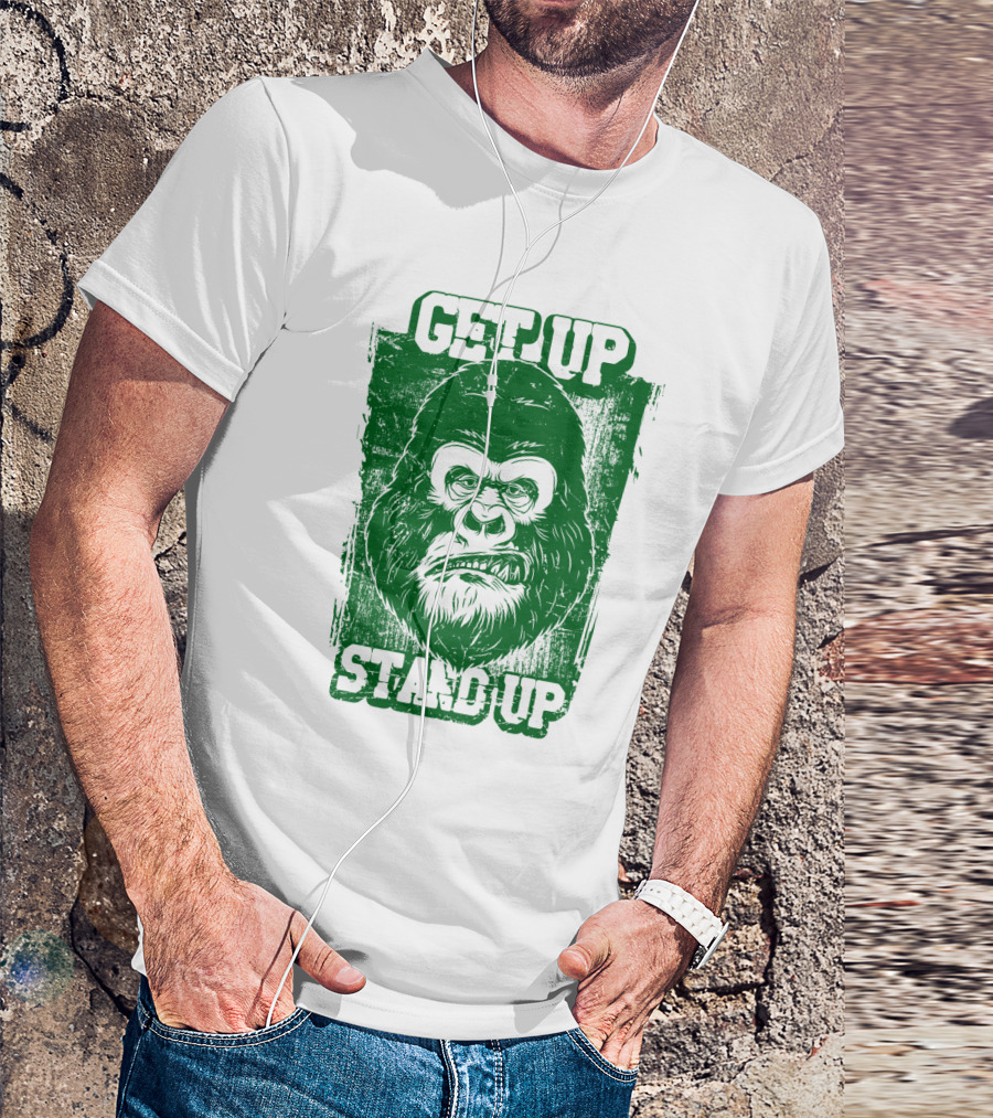 GET UP STAND UP Gorilla Face T-Shirt