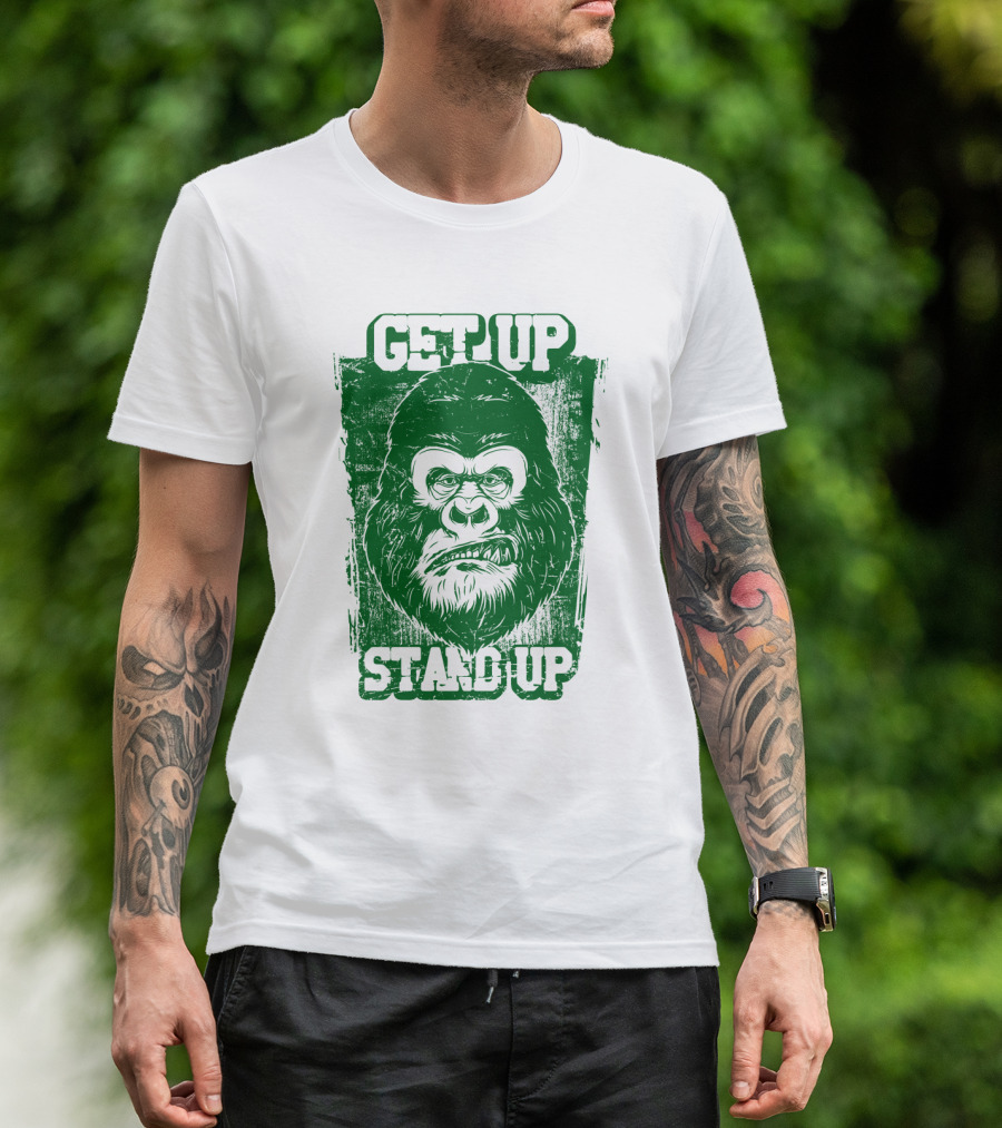 GET UP STAND UP Gorilla Face T-Shirt