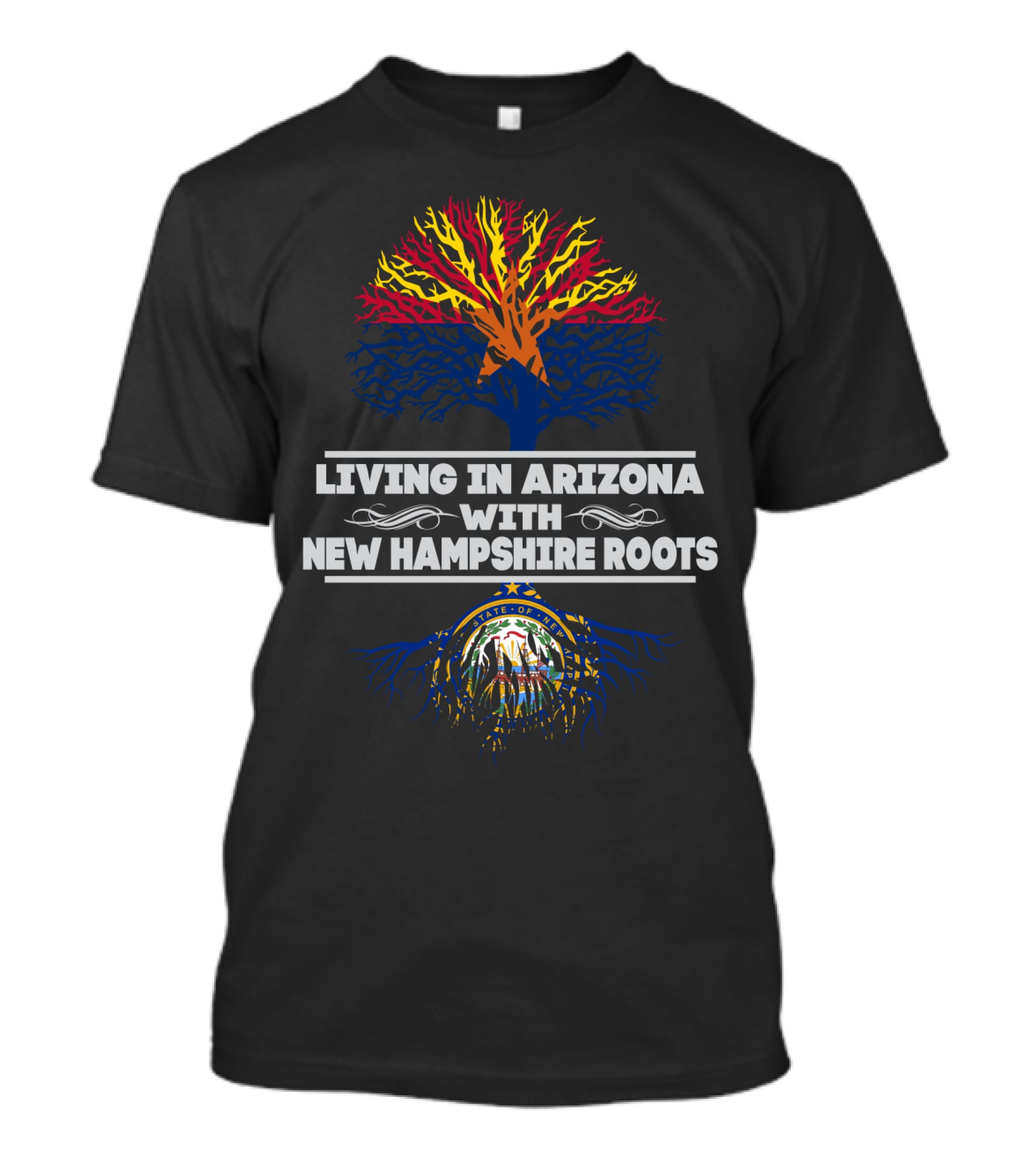 Arizona Pride With New Hampshire Heritage Tree And Seal T-Shirt