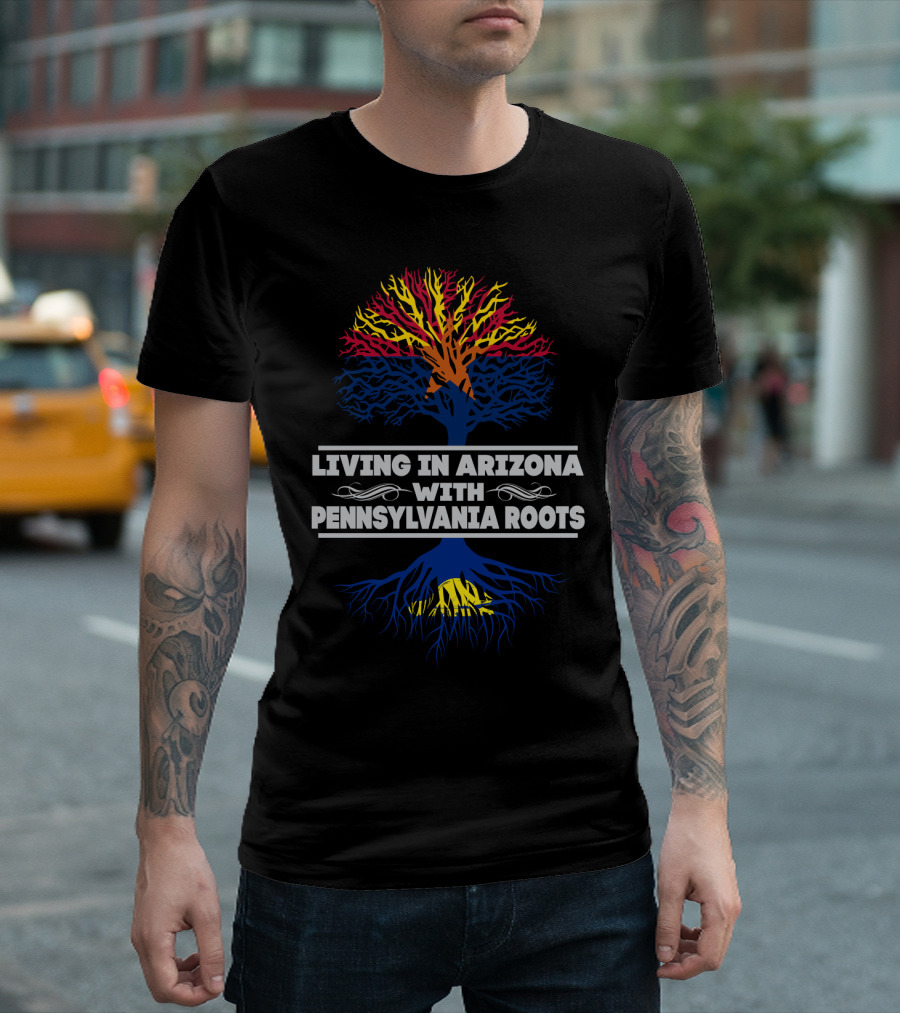 Living in Arizona with Pennsylvania Roots Colorful Tree T-Shirt