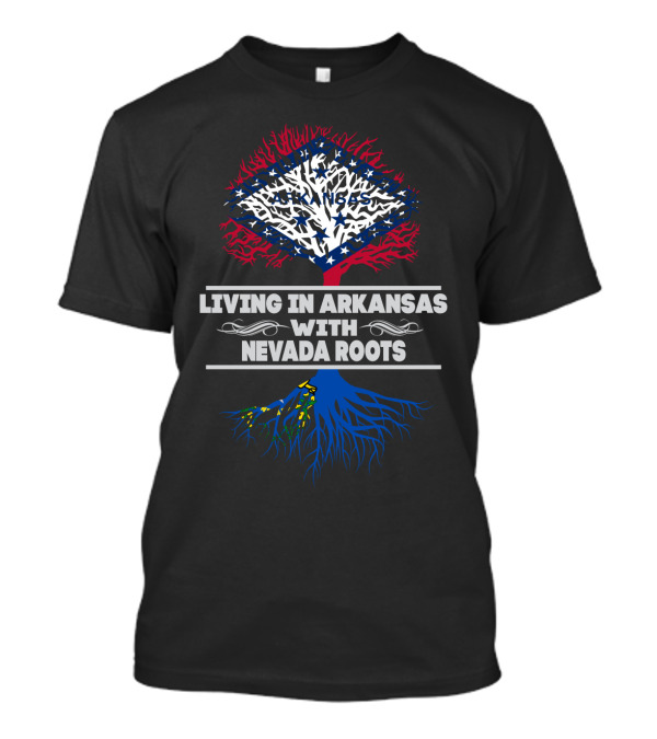 Living In Arkansas With Nevada Roots Arkansas Flag Tree T-Shirt