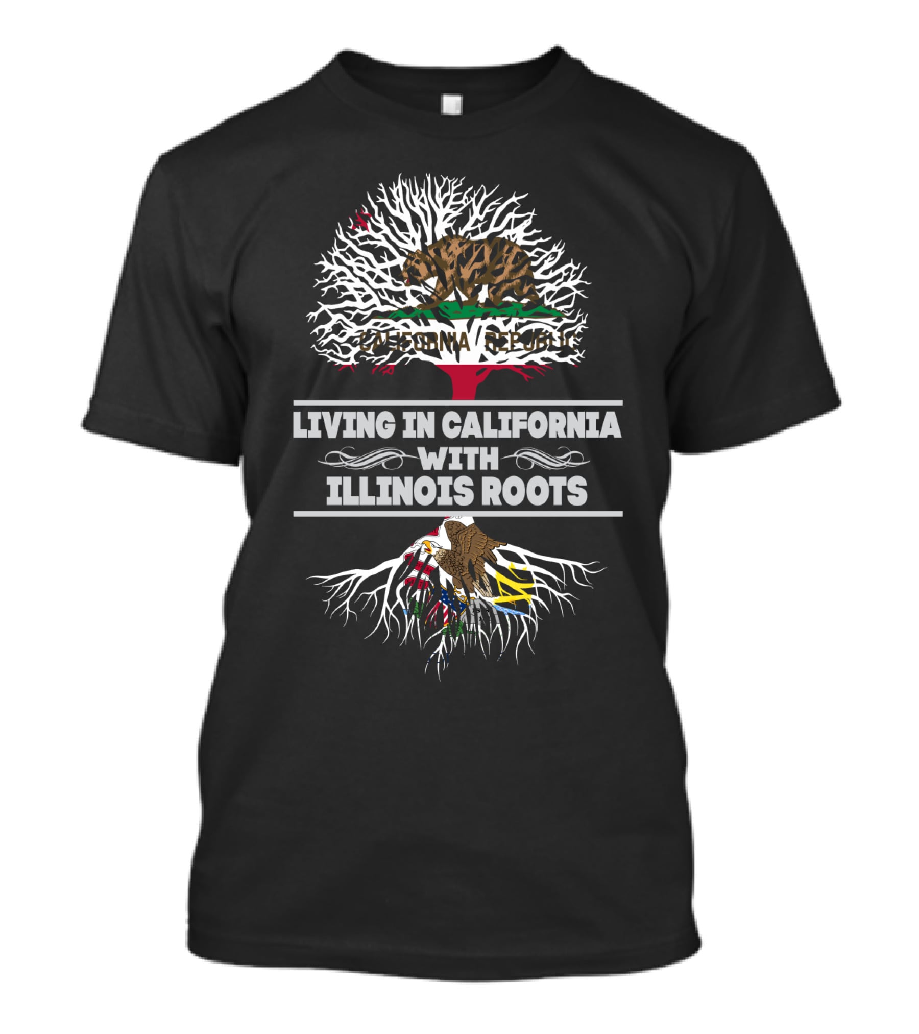 California Republic Bear Living In California With Illinois Roots Eagle T-Shirt